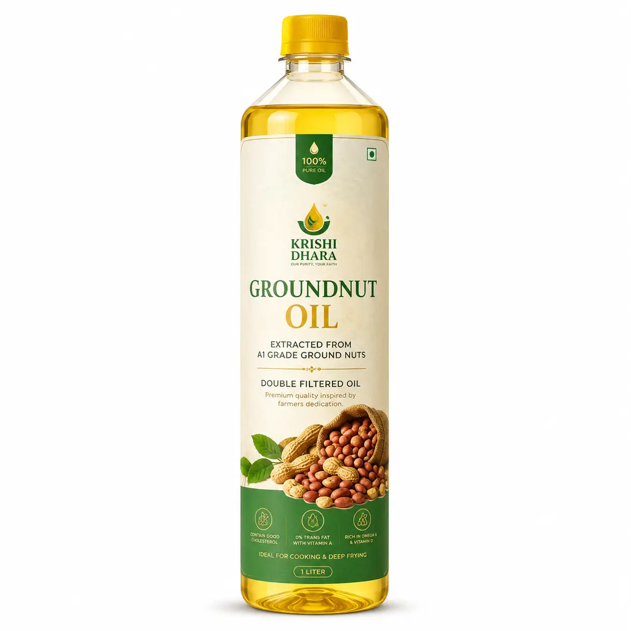 Krishi Dhara Groundnut Oil 1L Bottle